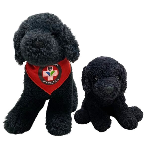Douglas Cuddle Toys Black Lab Plush Stuffed Animal Toy 5" & 8" Snow Bird Patrol - Picture 1 of 14